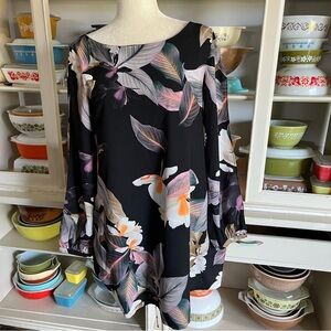 Three of Something Cold Shoulder Floral Strappy Back Dress - Size Medium